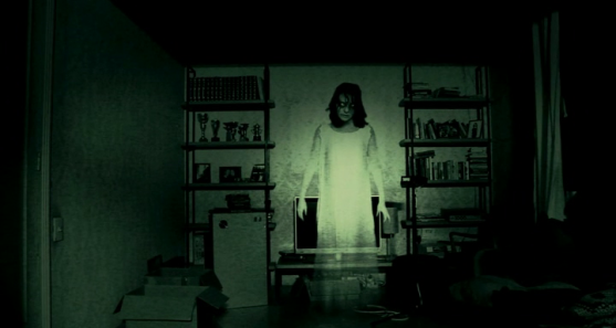 I'll save you the torture of sitting through 30 seconds of slow, anti-climactic strobing that reveals the only ghostie we see in the whole film. If you stare at this image for longer than a second, you have seen more ghost than you will see in Apartment 143.